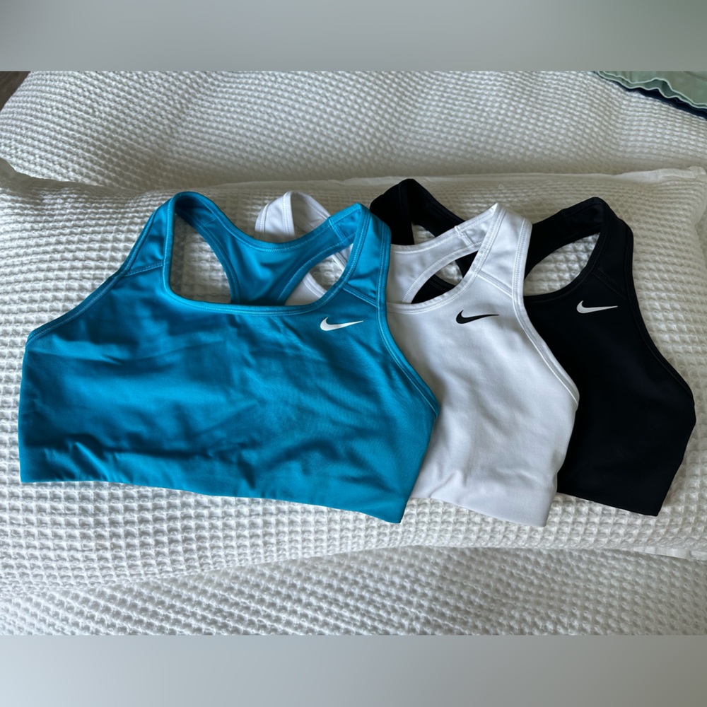 Nike Trio Sports Bra Set in Teal, White, and Black